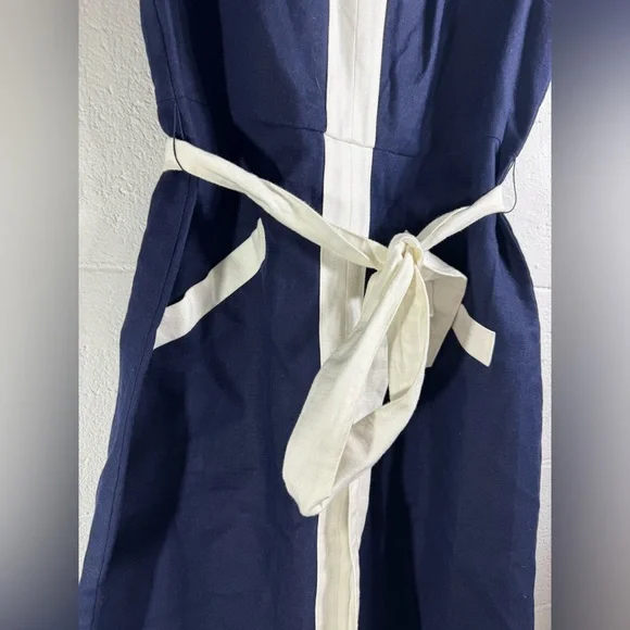 Boden Josie Dress in Navy Blue Classic Size 12 with Belt Pristine Condition - Picture 2 of 10